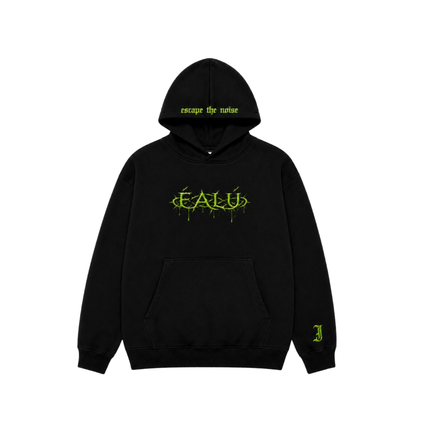 ESCAPE THE NOISE HOODIE - BLACK / GREEN