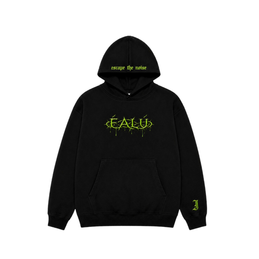 ESCAPE THE NOISE HOODIE - BLACK / GREEN
