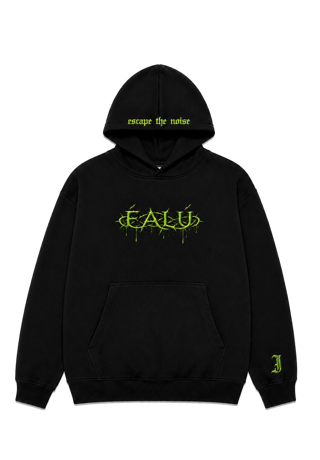 ESCAPE THE NOISE HOODIE - BLACK / GREEN