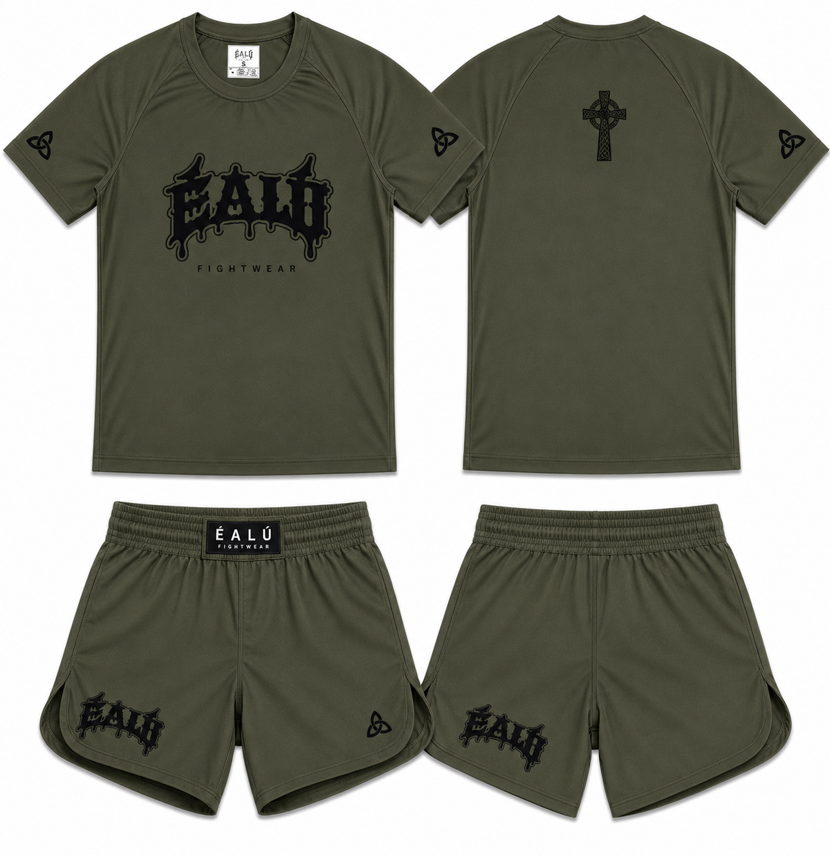 ÉALÚ CELTIC CROSS NO-GI MMA SET / KHAKI GREEN & BLACK