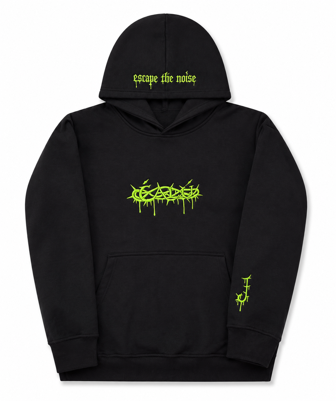 ESCAPE THE NOISE HOODIE - BLACK / GREEN
