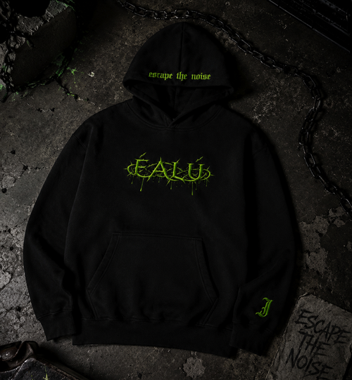 ESCAPE THE NOISE HOODIE - BLACK / GREEN